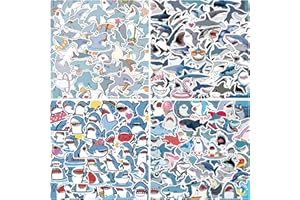 SEEYEON 200Pcs Shark Stickers for Kids Adults, Waterproof Shark Stickers for Water Bottle Scrapbook Laptop Luggage, Sticker G