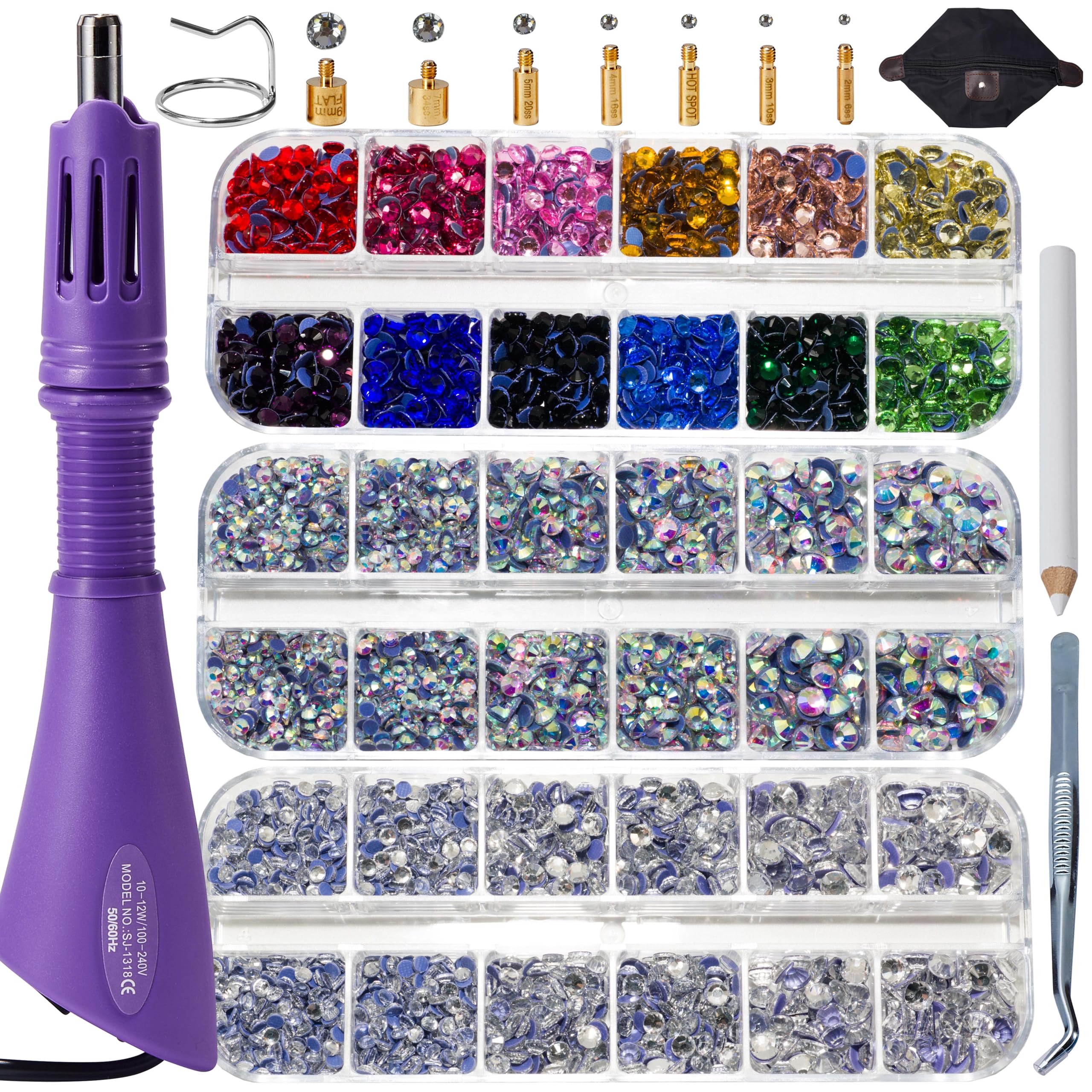 Photo 1 of GLOCTO bedazzler kit with Rhinestones hot fix applicator Tool with 5,000 Pieces of Rhinestones, Three gem Sizes and Various Tips, Perfect for Adding Sparkle to Clothing, Fabric, and Craft Projects