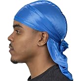 Veeta Superior Silk Durag - Smooth Silk Durag for Men &amp; Women, Long Double Wide Straps, Outside Seam Triple Stitch Du Rag