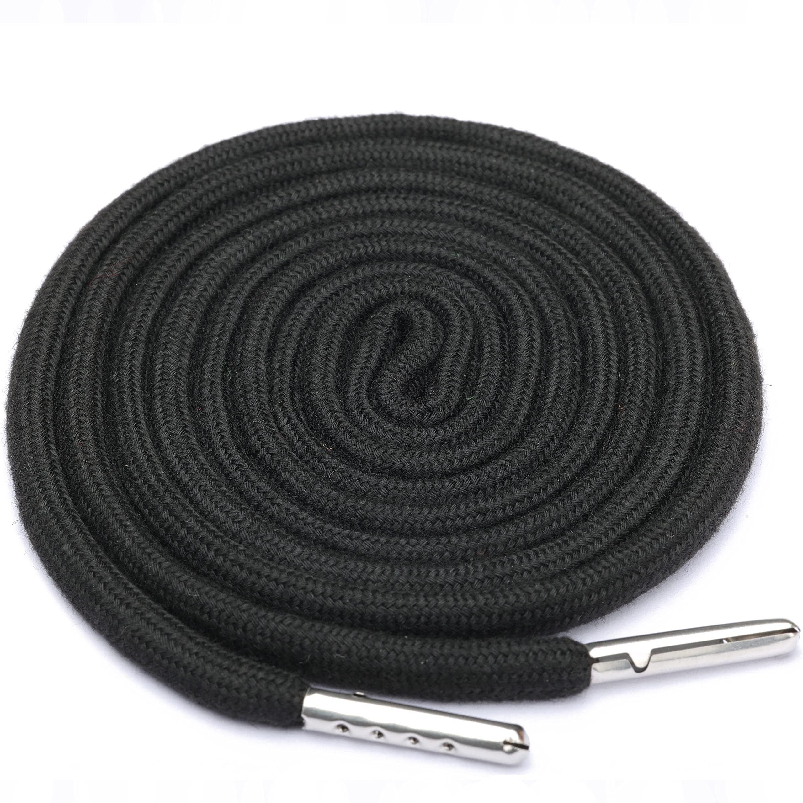 4 Pcs 53'' Drawstring Cords Replacement Drawstrings in 10 Colors facor,with 3 Style Easy Threader for Sweatpants Shorts Pants Hoodies(Black)