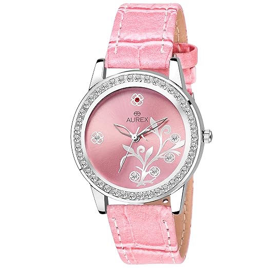 Aurex Analouge Pink Dial Watch Water Resistant Pink Color Strap Watch for Women/Ladies/Girls (AX-LR529-PKPK)