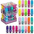 24pc Scented Nail Polish Value Pack - Shiny & Glitter Shades, Non-Toxic Water-Based Manicure & Pedicure Kit for Girls, Gift Set