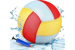 Threan 8.5 Inch Waterproof Volleyball with Sure Grip Technology Water Beach Pool Volleyball for Teens Adults Pool Game Outdoor and Indoor(Red, Orange, Blue)