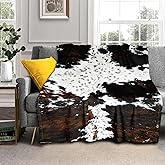 aportt Cow Print Blanket Soft Flannel Lightweight Cowhide Western Throw Blanket Cozy Warm White Brown Cow Blankets All Seasons Living Room Decor for Couch Chair Bed Sofa Office 40x50 inch