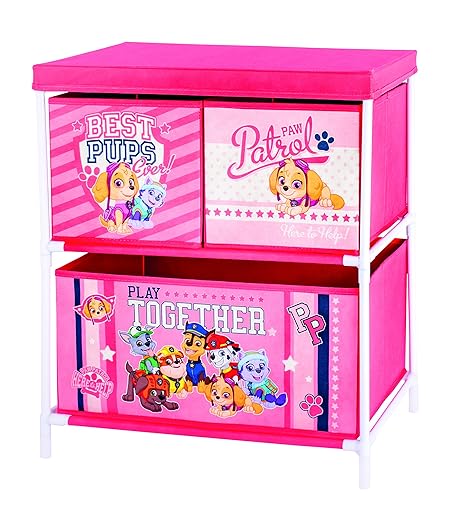 Kids Storage Rack With 3 Drawers Paw Patrol Pink Amazon Co Uk