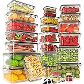 GEIKR 52 PCS Large Food Storage Containers with Lids Airtight, BPA-Free Leakproof Plastic Meal Prep Containers Reusable,Microwave & Dishwasher & Freezer Safe,Includes Labels & Pen