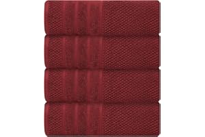 CRAFTBERRY Luxury Bath Towels| 100% Cotton| Ultra Soft, Plush, Thick, Fluffy, Highly Absorbent, Quick Dry | Home, Gym, Pool, Yoga, Hotel, Shower | Large Towel for Bathroom| Set of 4| 27 x 54| - Burgundy/Dark Red