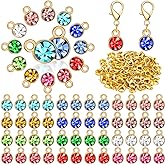 Sureio 120 Pcs Birthstone Charms for Jewelry Making Handmade DIY Crystal Birthstone Beads Bling Round Charms Bracelet Enamel for Birthday Jewelry Making Earrings Accessory (Assorted Color)