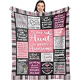 Ruvinzo Aunt Gifts, Auntie Gift Ideas, Best Aunt Ever Christmas Birthday Gifts, Gift for Aunts from Niece Nephew, Best Auntie Birthday Presents, Aunts Valentines Mothers Day Christmas Blanket 60"x50"