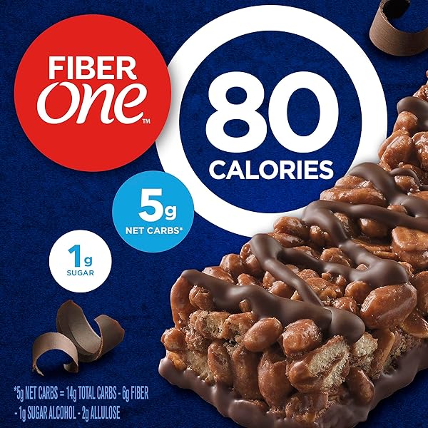 FIBER ONE 80 CALORIE CHEWY BARS, CHOCOLATE, SNACK BARS, 5 CT, 4.1 OZ