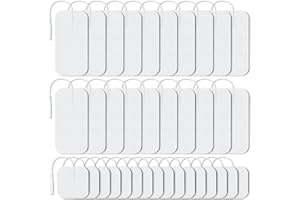 AUVON 36-Pack TENS Unit Replacement Pads for TENS Unit, 2 Sizes Electrodes Pads Combination Set, Reusable and Latex Free Pigtail TENS Pads Compatible with TENS 7000, Etekcity TENS EMS Machine