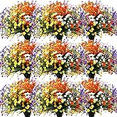 Hoteam 40 Bundles Outdoor Artificial Flowers UV Resistant Faux Outside Plants Flowers Fake Plastic Plants for Outdoor Spring Summer Seasons Decoration Shrubs Garden Porch Box(Colorful)