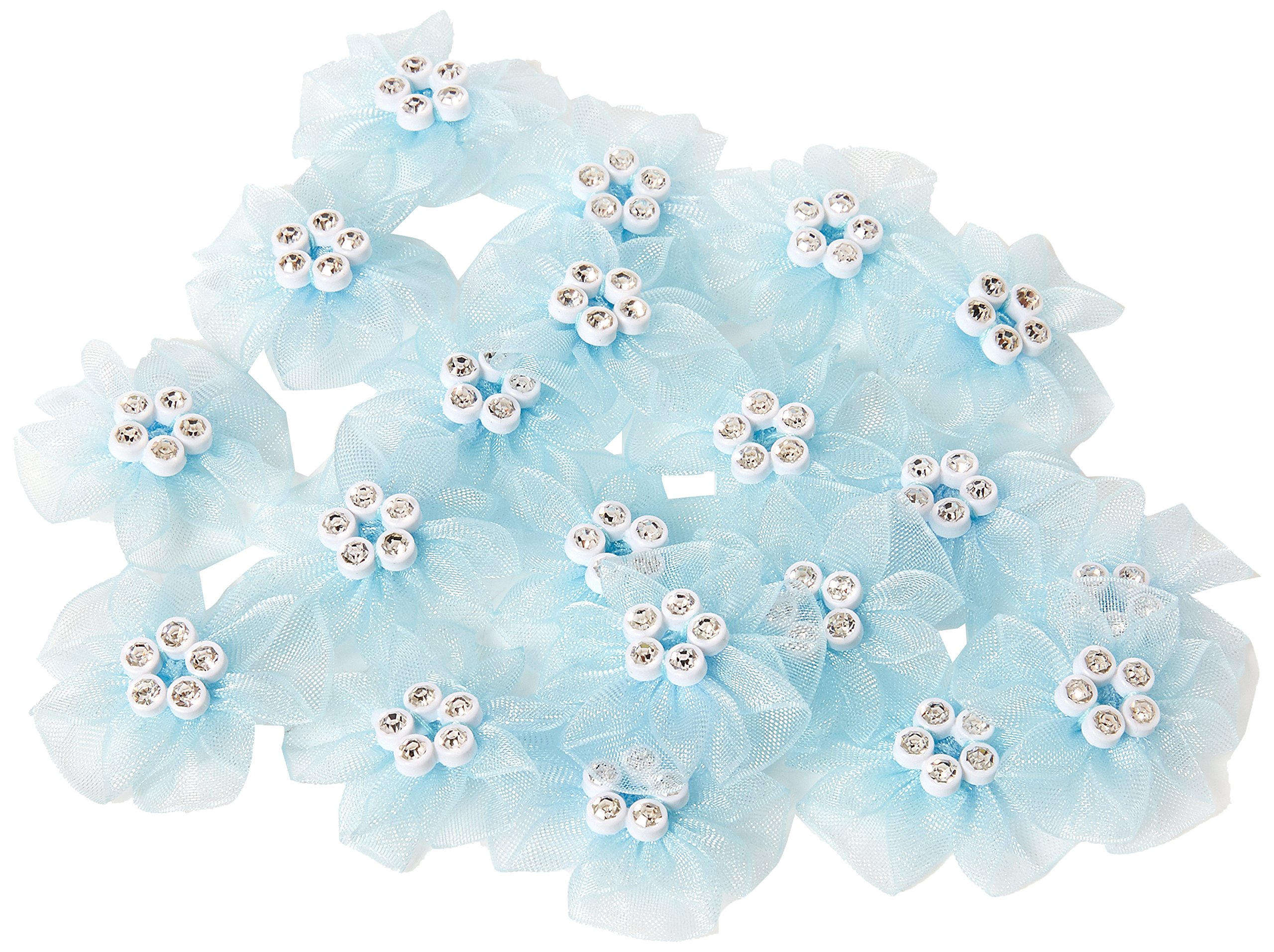 Personal Impressions Chiffon Flowers with Diamond Studs, Synthetic Material, Blue, 14 x 23.1 x 1.8 cm