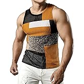 JOGAL Mens Boho Summer Tank Top Sleeveless Muscle Mesh Shirt
