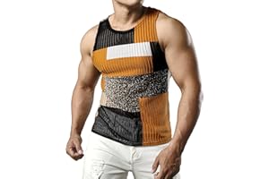 JOGAL Mens Boho Summer Tank Top Sleeveless Muscle Mesh Shirt