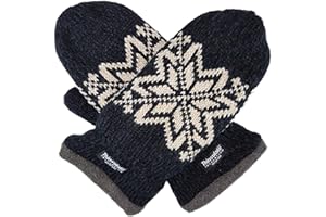 BRUCERIVER Mens Snowflake Knit Mittens with Warm Thinsulate Fleece Lining