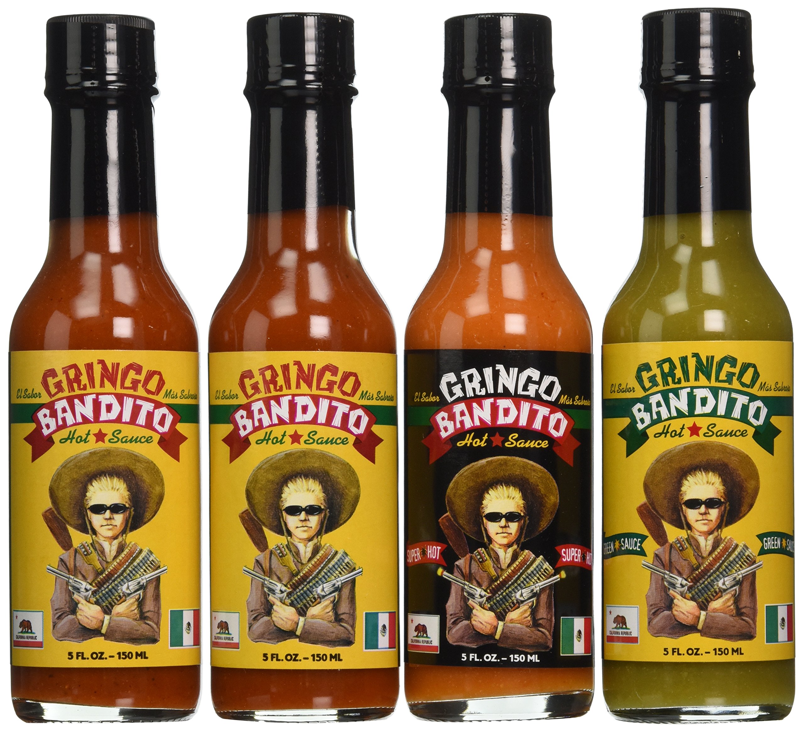 Gringo Bandito Hot Sauce, Green, 5 Ounce (Pack of 4