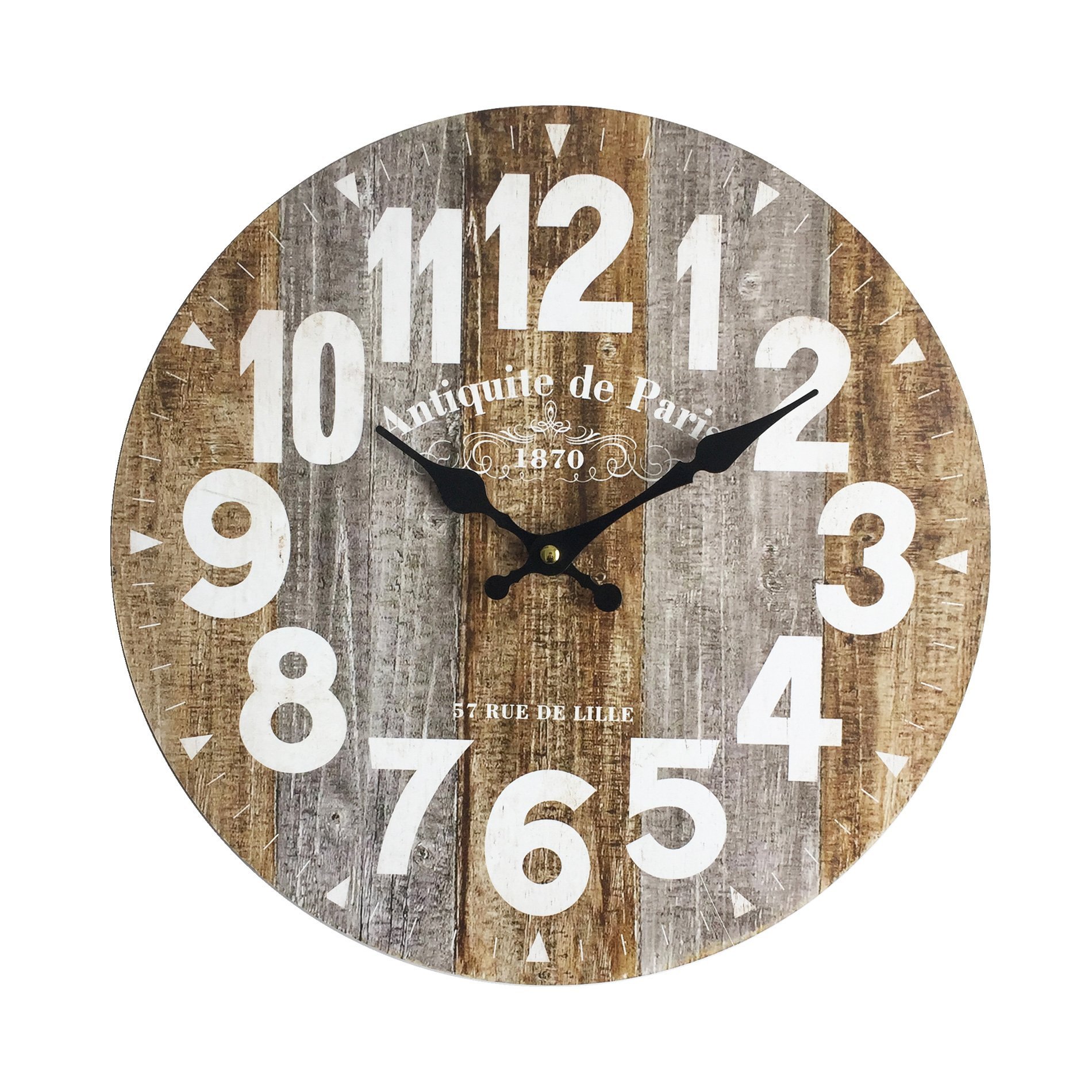 Rebecca Mobili Wall Wooden Clock, industrial Style Mdf, analogue, for Living Room Kitchen ? Dimensions: 34 cm x D 4 cm - Art. RE6145