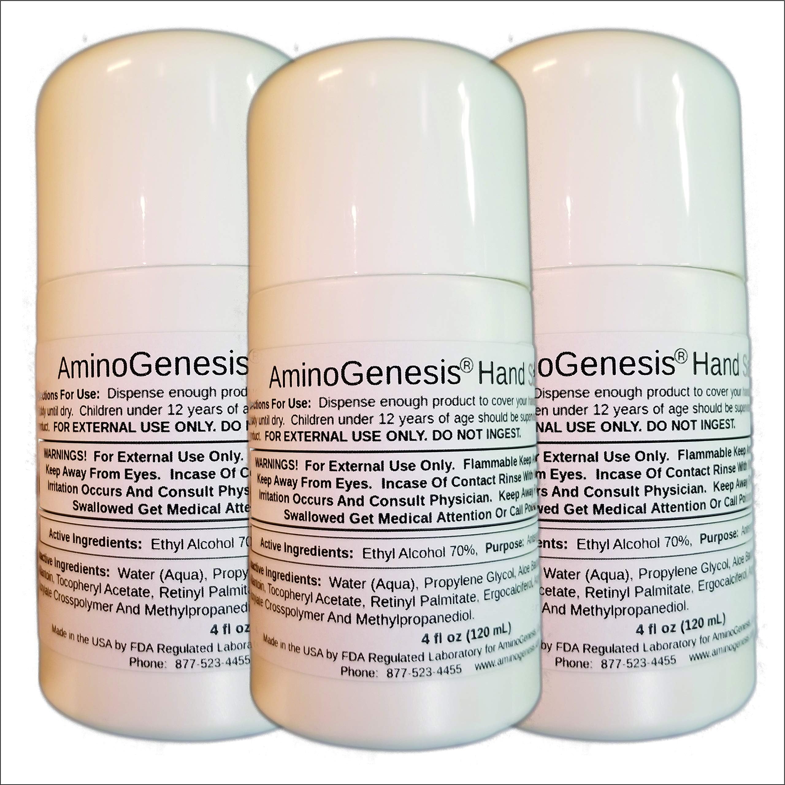 70% Hand Sanitzer Enriched With Vitamin A, D & E (4 oz bottle 3-pack)