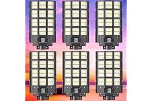 IOBZSM Solar Street Lights - 3200W Outdoor Parking Lot Lights, 240000 Lumens, Dusk to Dawn Motion Sensor, IP67 Waterproof, Solar Street Light Outdoor,Commercial Grade 6-Pack