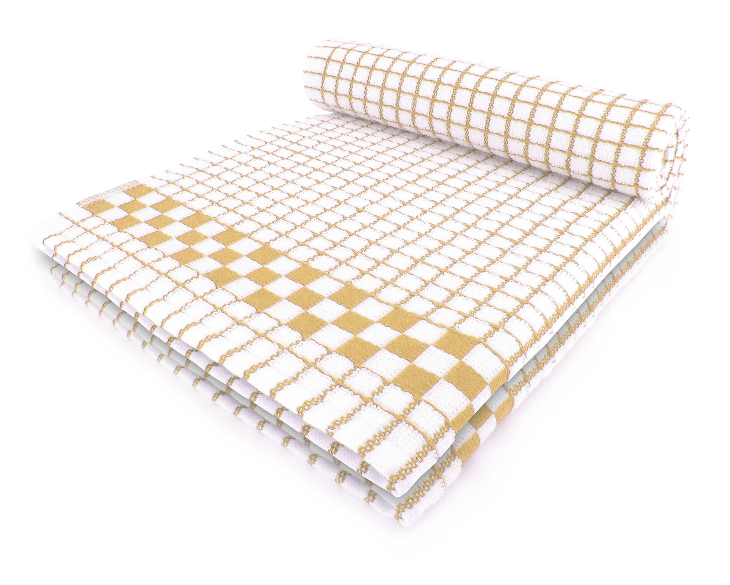 Fecido Classic Kitchen Tea Towels - Heavy Duty - Super Absorbent - 100% Cotton - Professional Grade Dish Cloths - European Made Tea Towels - Set of Two, Beige