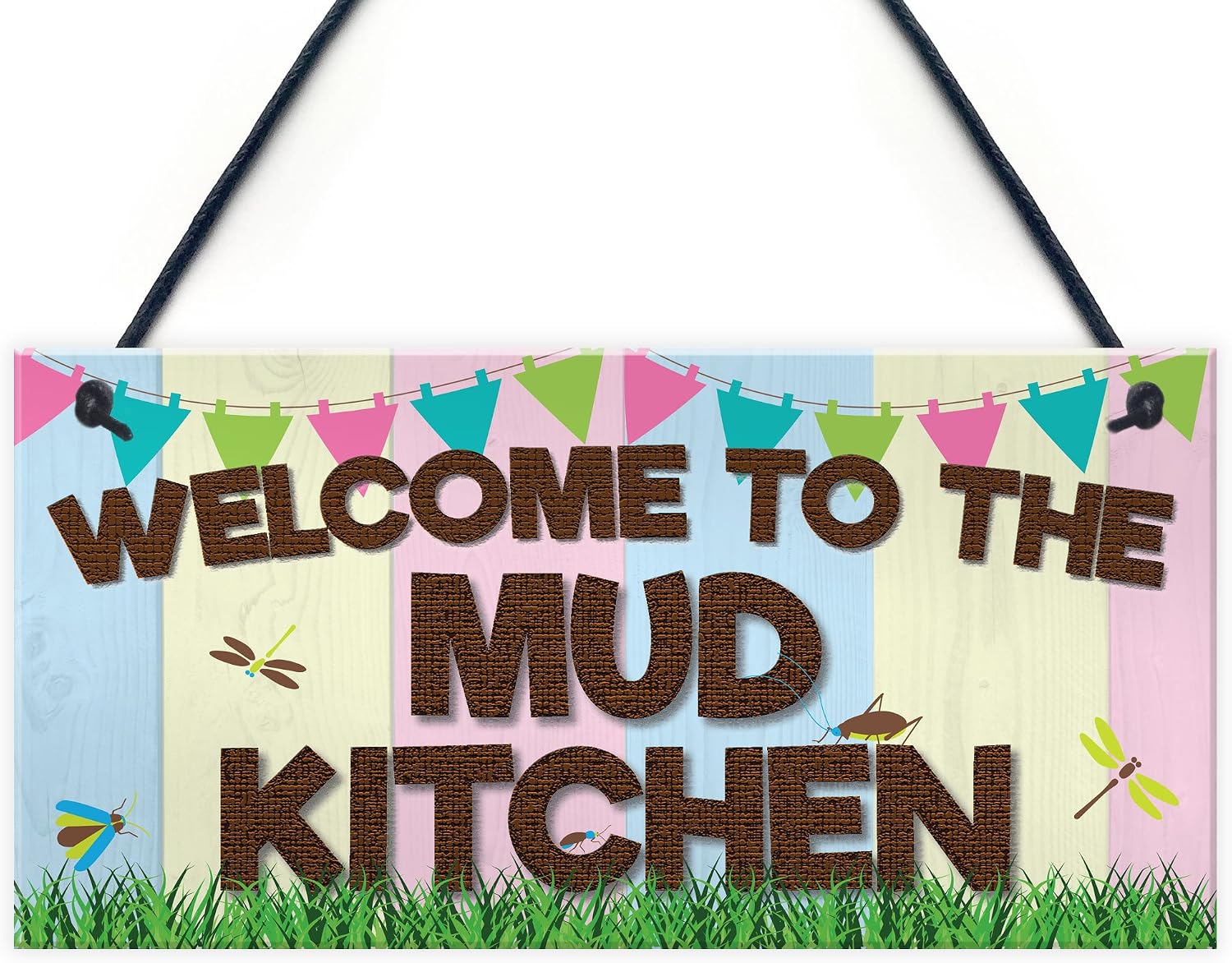Red Ocean Welcome Mud Kitchen Home School Garden Outdoor Hanging Plaque Plot Gift Sign, Multi, 200x100mm