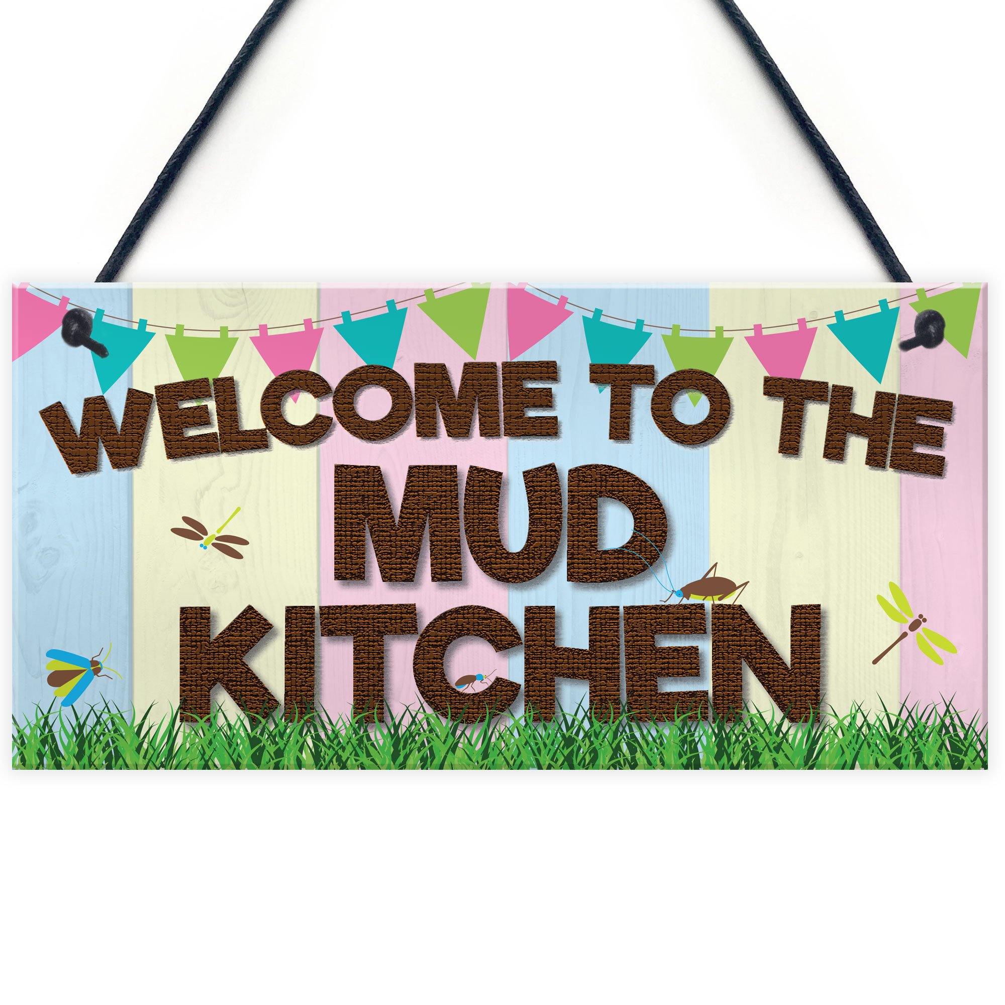 Red Ocean Welcome Mud Kitchen Home School Garden Outdoor Hanging Plaque Plot Gift Sign