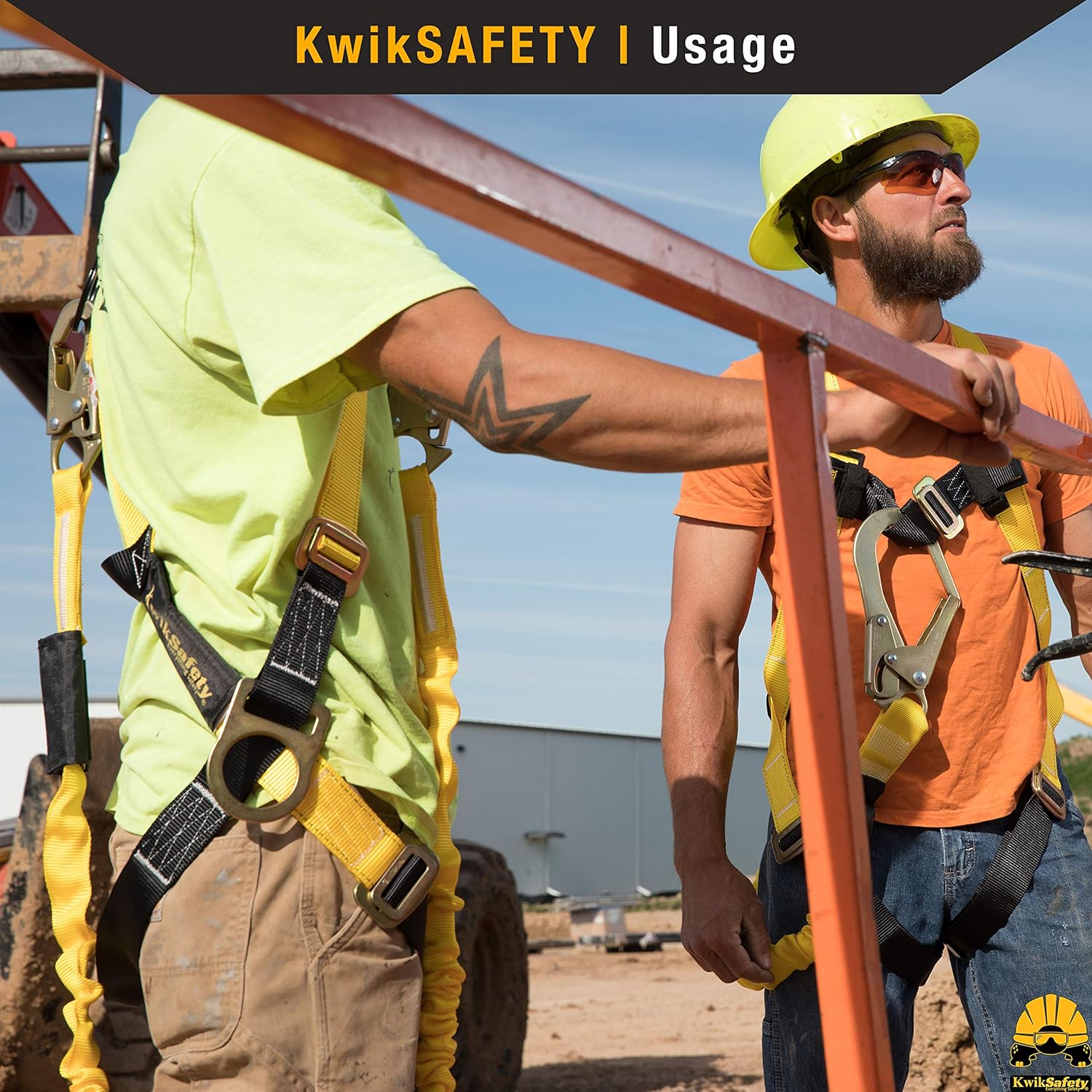KwikSafety (Charlotte, NC) RATTLER 1 PACK (Internal Shock Absorber) Single Leg 6ft Safety Lanyard OSHA ANSI Fall Arrest Protection Equipment Snap Hooks Construction Arborist Roofing - - 