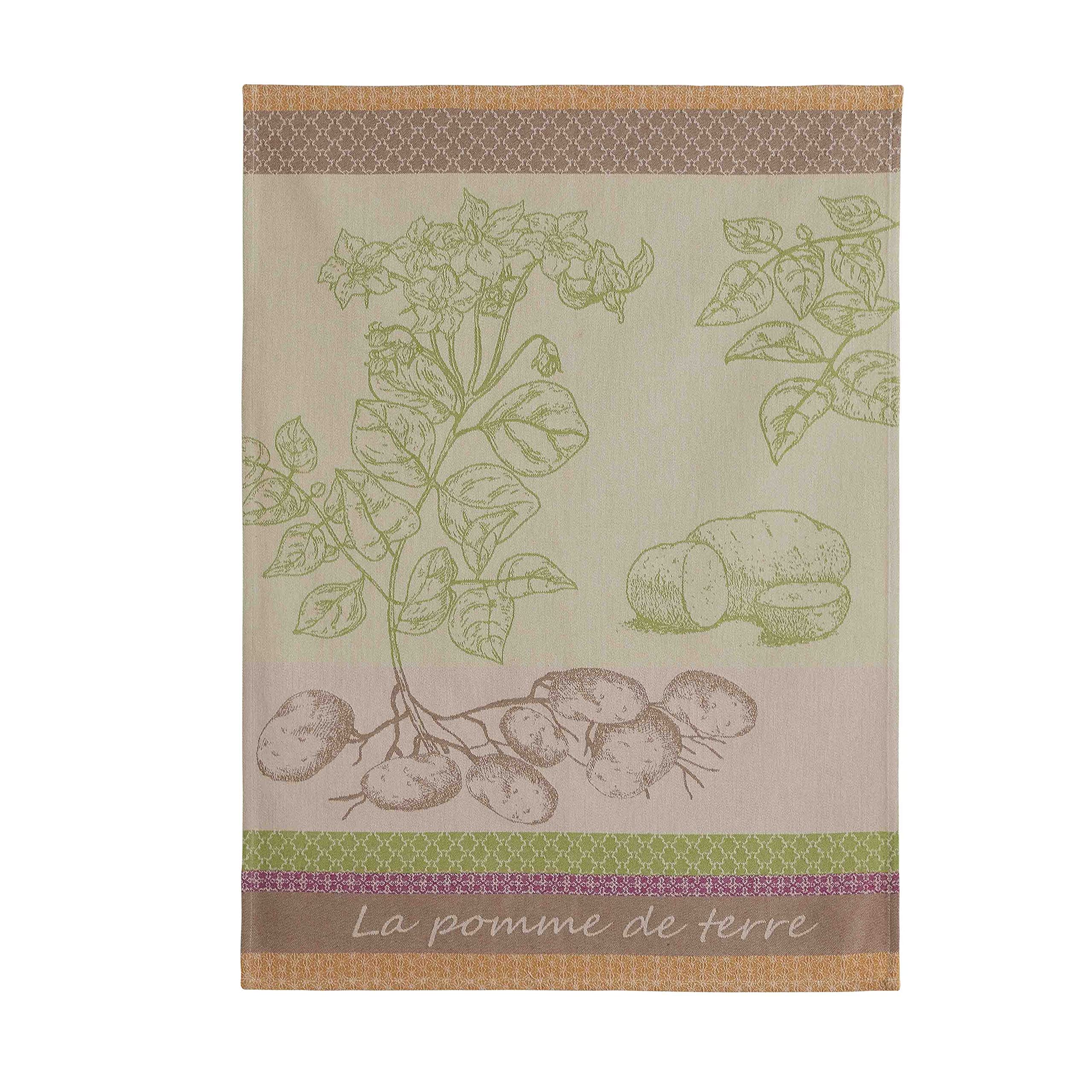 Coucke Cotton Jaquard Printed Tea Towel, Potato, 50 x 75 cm, Beige