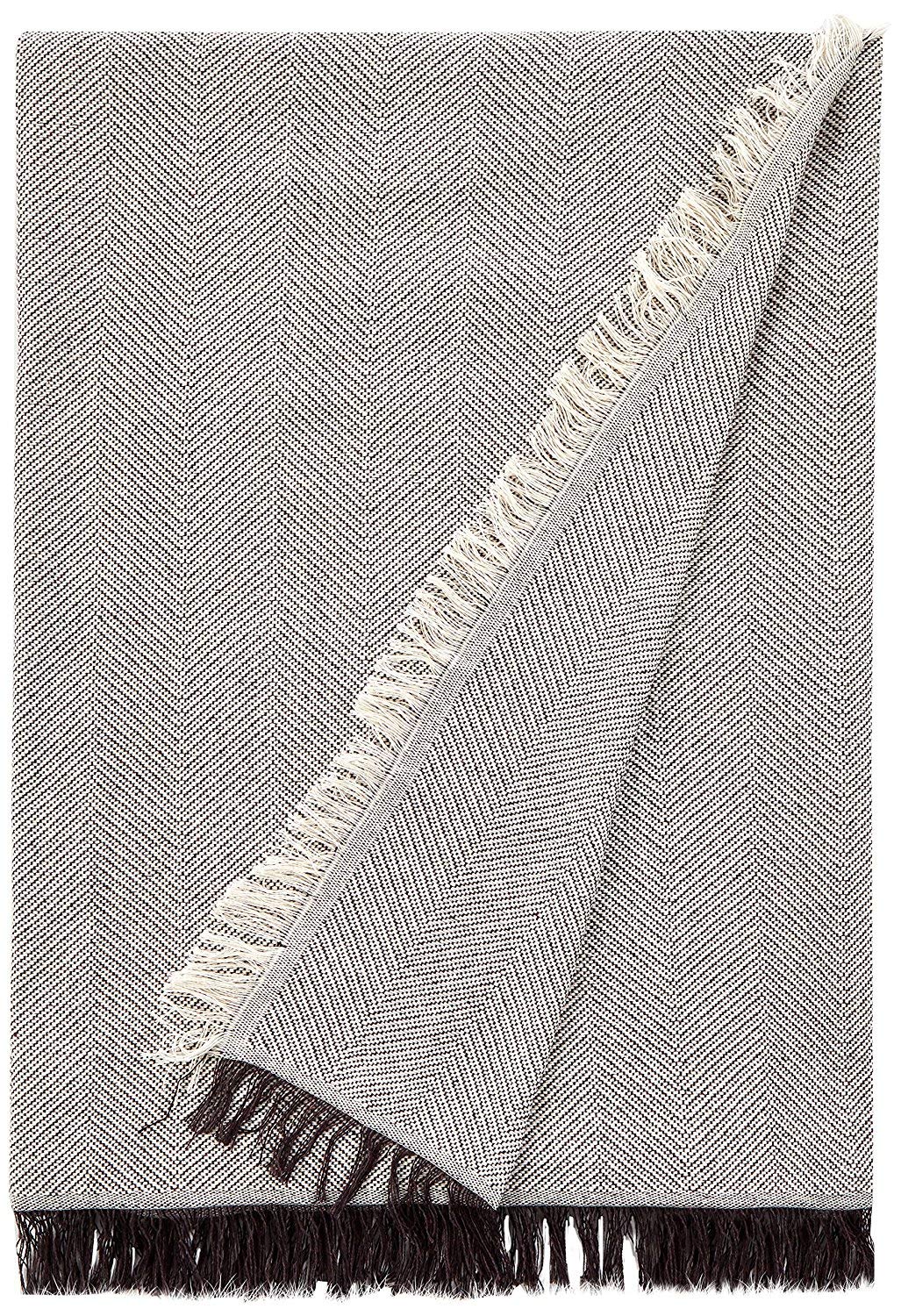 Martina Home Spiga Versatile Scarf, 80% Cotton, 20% Polyester, Raw/Brown, 180 Length x 130 Width cm