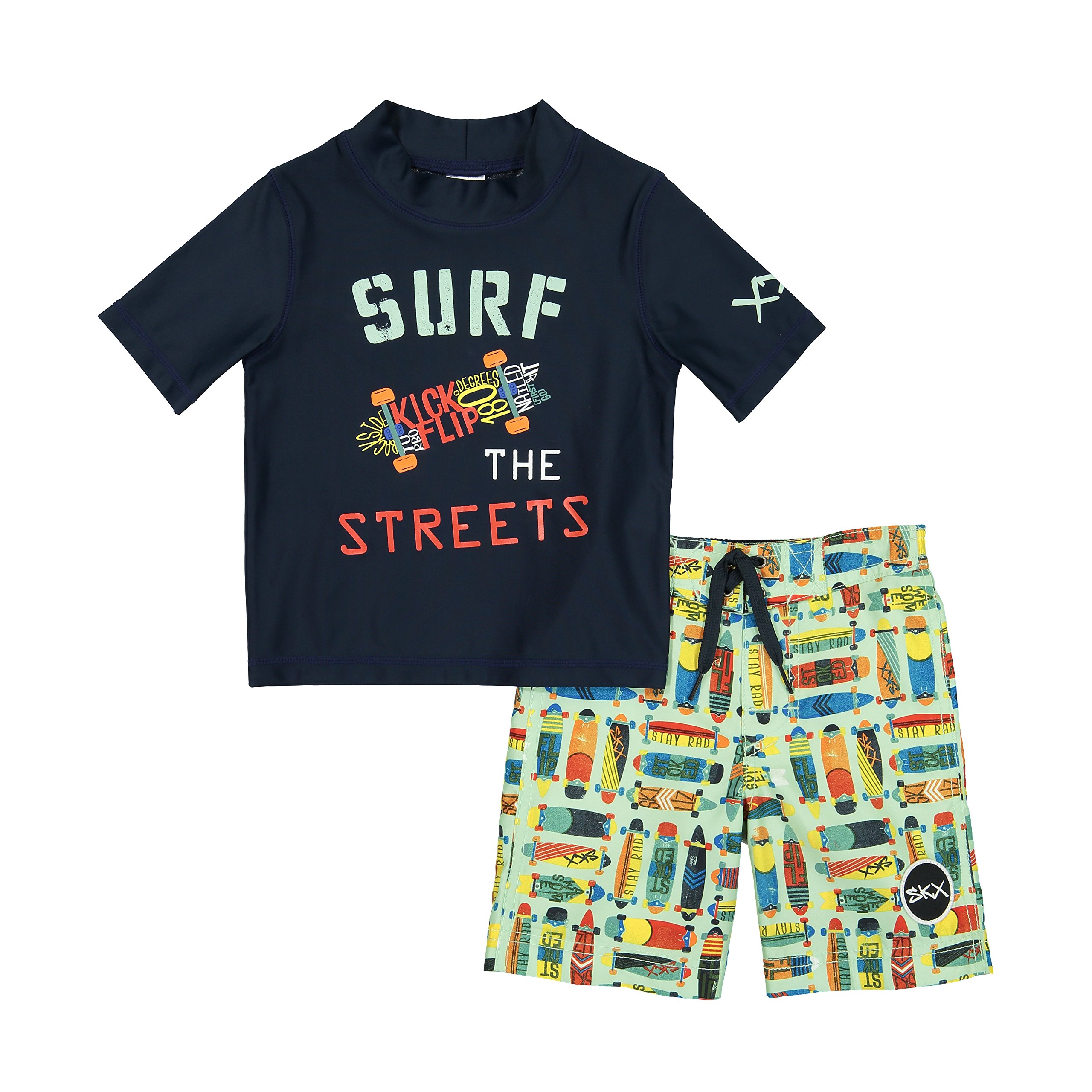 Skechers Boys' Swim Suit Set with Trunks and Rashguard Beachwear Central