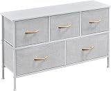 Yaheetech 5-Drawer Fabric Storage Chest Light Grey with MDF Top view 2