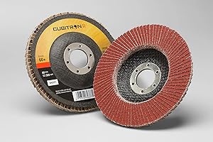 3M Cubitron II Flap Disc 969F, 60+, T27, 4-1/2 in x 7/8 in, Pack of 10, Polyester Backing, Heavy Grinding, Edge Deburring, Aggressive Weld Removal and Beveling