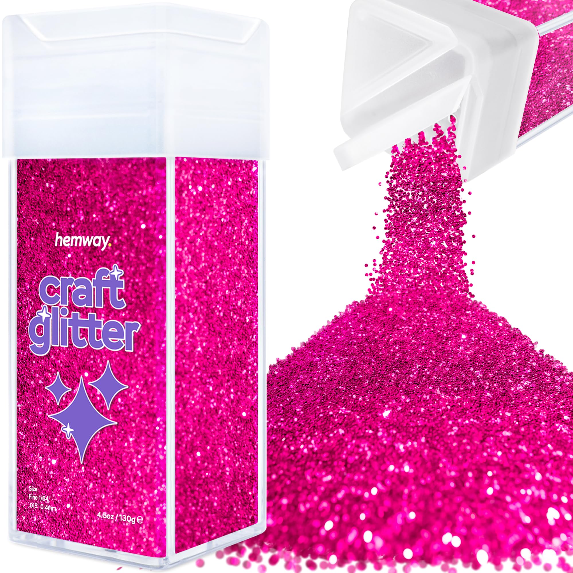 Hemway Glitter Shaker Dark Rose Pink 110g Fine, Craft Glitter Shaker for Resin & Epoxy Crafts, Christmas Art Supplies, Nail, Body, Face, Eye, Festival, Crafting, Slime, Sparkle