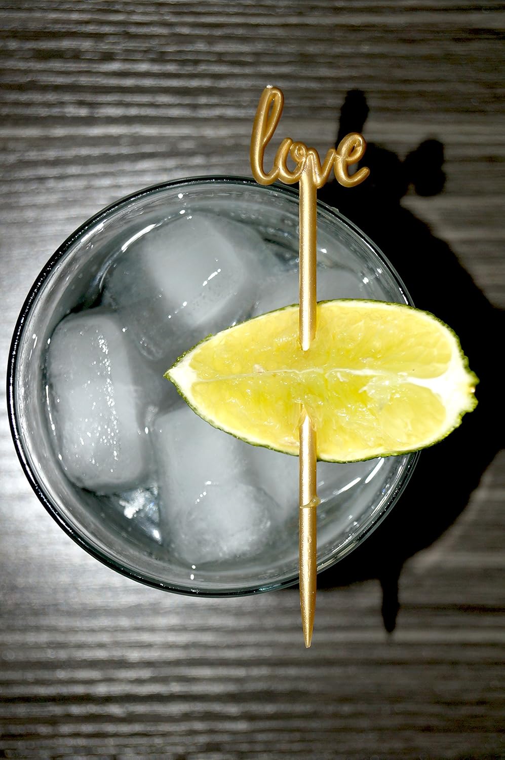 Royer 4.5 Inch Plastic Love Script Wedding Cocktail Picks Gold Made In