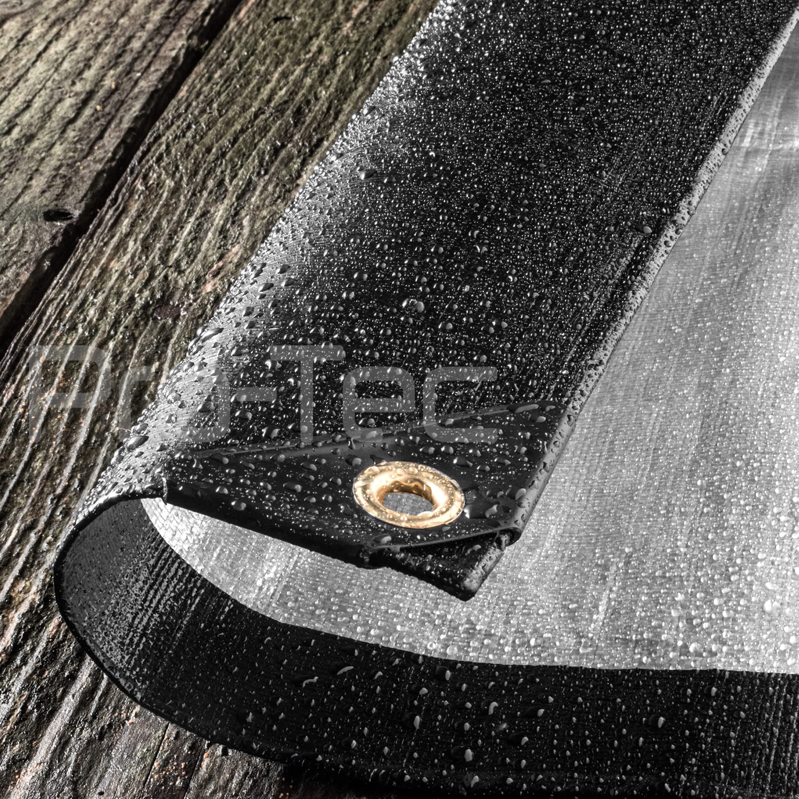 270GSM Tarpaulin Extra Heavy Duty Builders Waterproof Ground Sheet Cover Shelter Black & Gold or Black & Silver 8ft x 10ft (2.4m x 3m) - Black/Silver