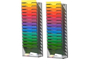 Delifox 2 Pack 16-Tier Wall Mounted Hanging File Organizer Metal Mesh Wall File Holder Organizer Magazine Rack Multipurpose Use for Office