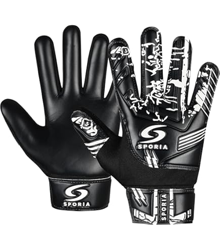 Guaber Soccer Goalkeeper Gloves Goalie Training Gloves Strong Grip Anti Slip And Breathable For Adults And Children Black 6