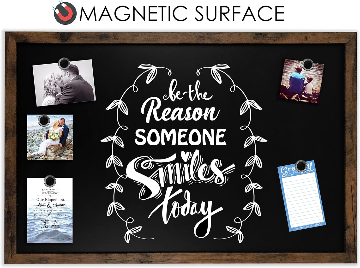Loddie Doddie Magnetic Chalkboard - 24" x 36" Magnetic Large Chalkboard for Wall Decor - Easy to Erase Chalkboard Rustic Frame for Kitchen, Big Framed Magnet Blackboard - Hanging Black Chalkboards : Office Products