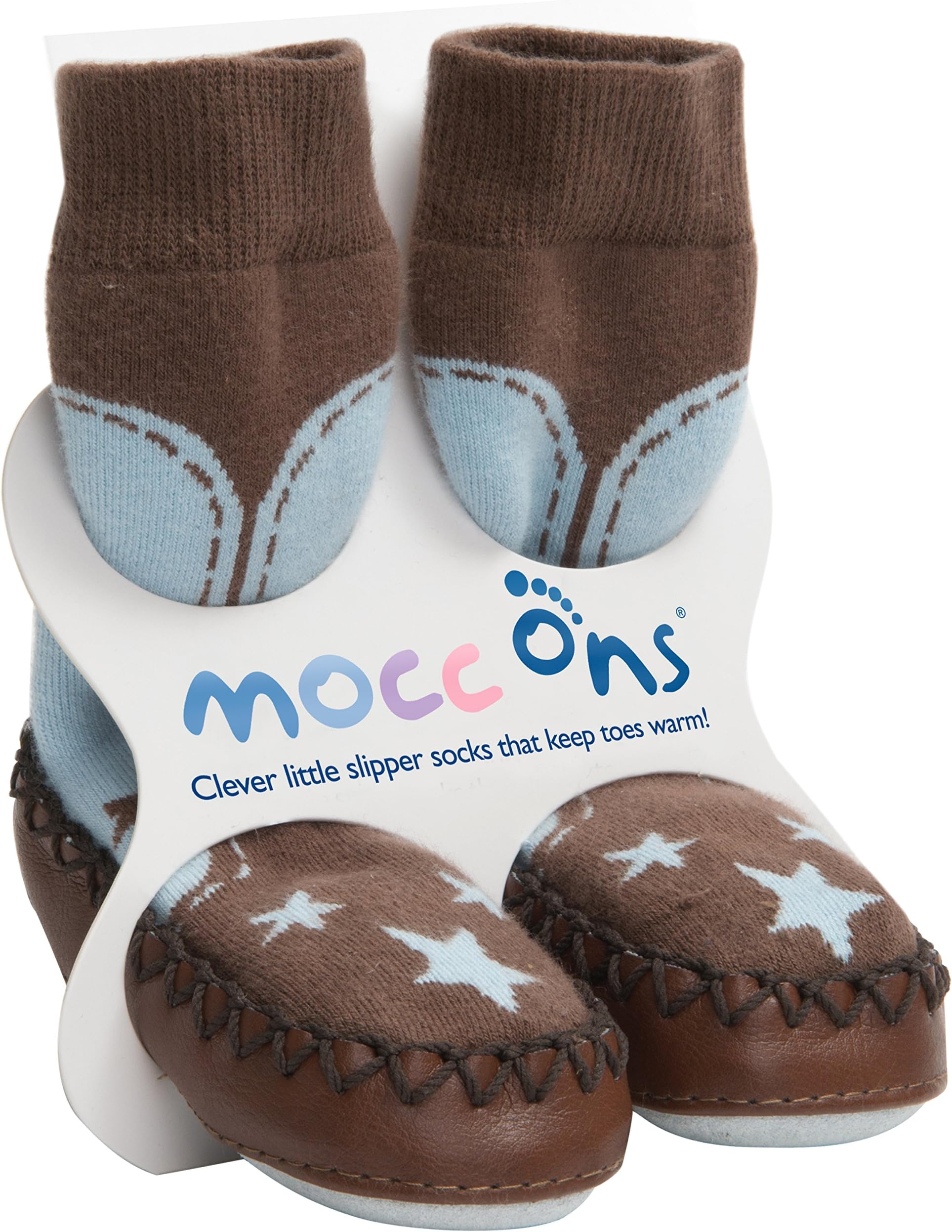 Mocc OnsMocc Ons moccasin washable leather sole slipper socks (24-36 Months, Cowboy)