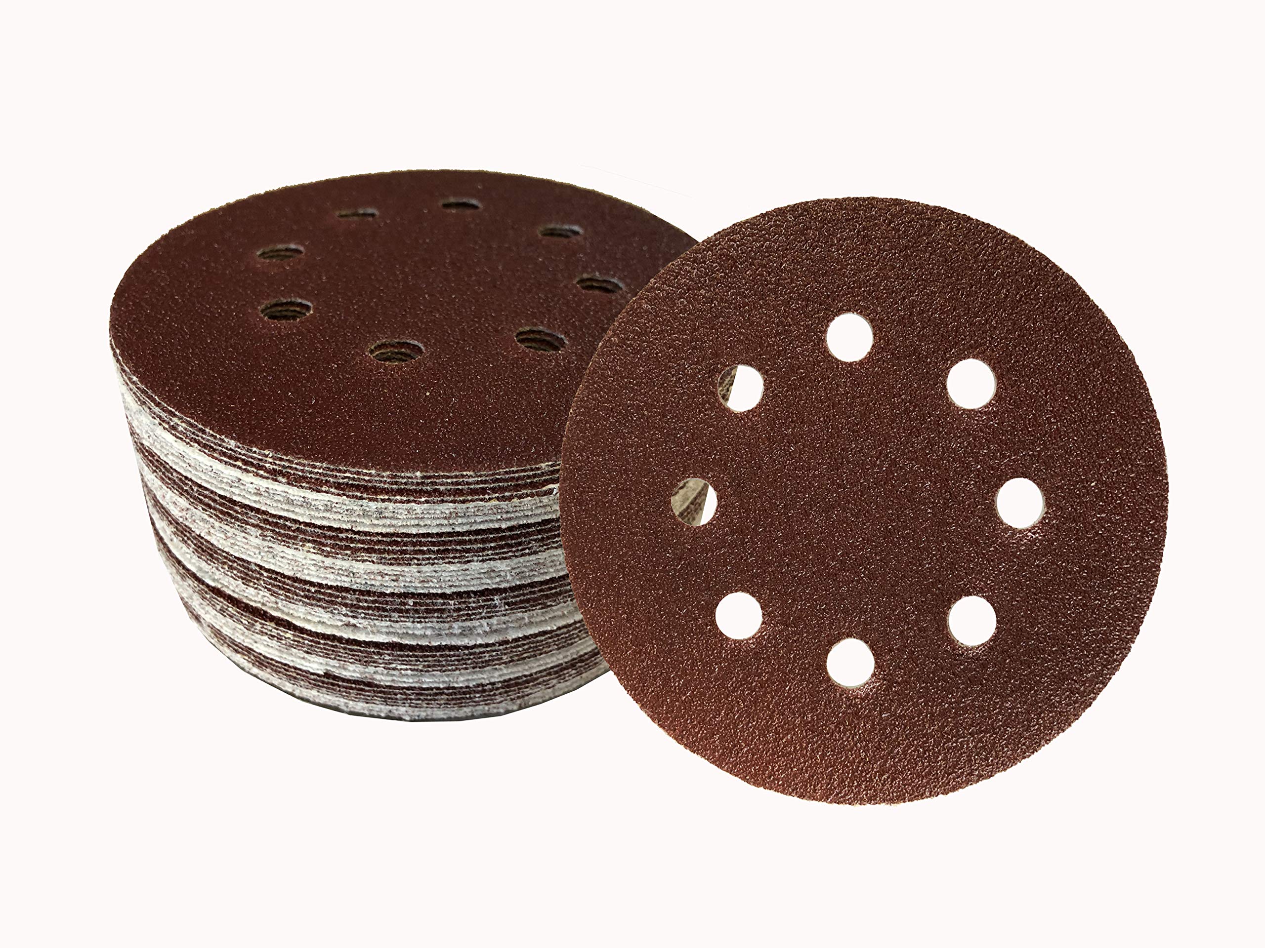 Set of 50 Velcro-backed sanding discs, diameter 125 mm, 240 grit, for rotary sanders, 8 hole