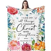 CUJUYO Christian Gifts for Women Blanket 50"x40", Inspirational Religious Catholic Spiritual Birthday Gifts for Women Soft Flannel Throw Blanket