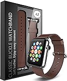 E LV Watch Leather Strap Band with Adapter for Apple Watch 42mm - Brown