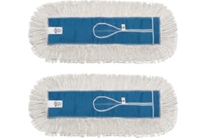 Nine Forty Industrial-Grade 24x5 Cotton Dust Mop Head Refills, Perfect Replacement for Busy Home, Gym, Industrial and Commercial Spaces, Heavy-Duty Mop for Janitorial & Housekeeping Needs - 2 Pack
