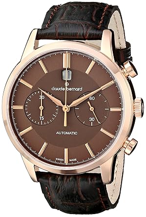 claude bernard Mens 08001 37R Brir Classic Automatic Chronograph Analog Display Swiss Brown Watch