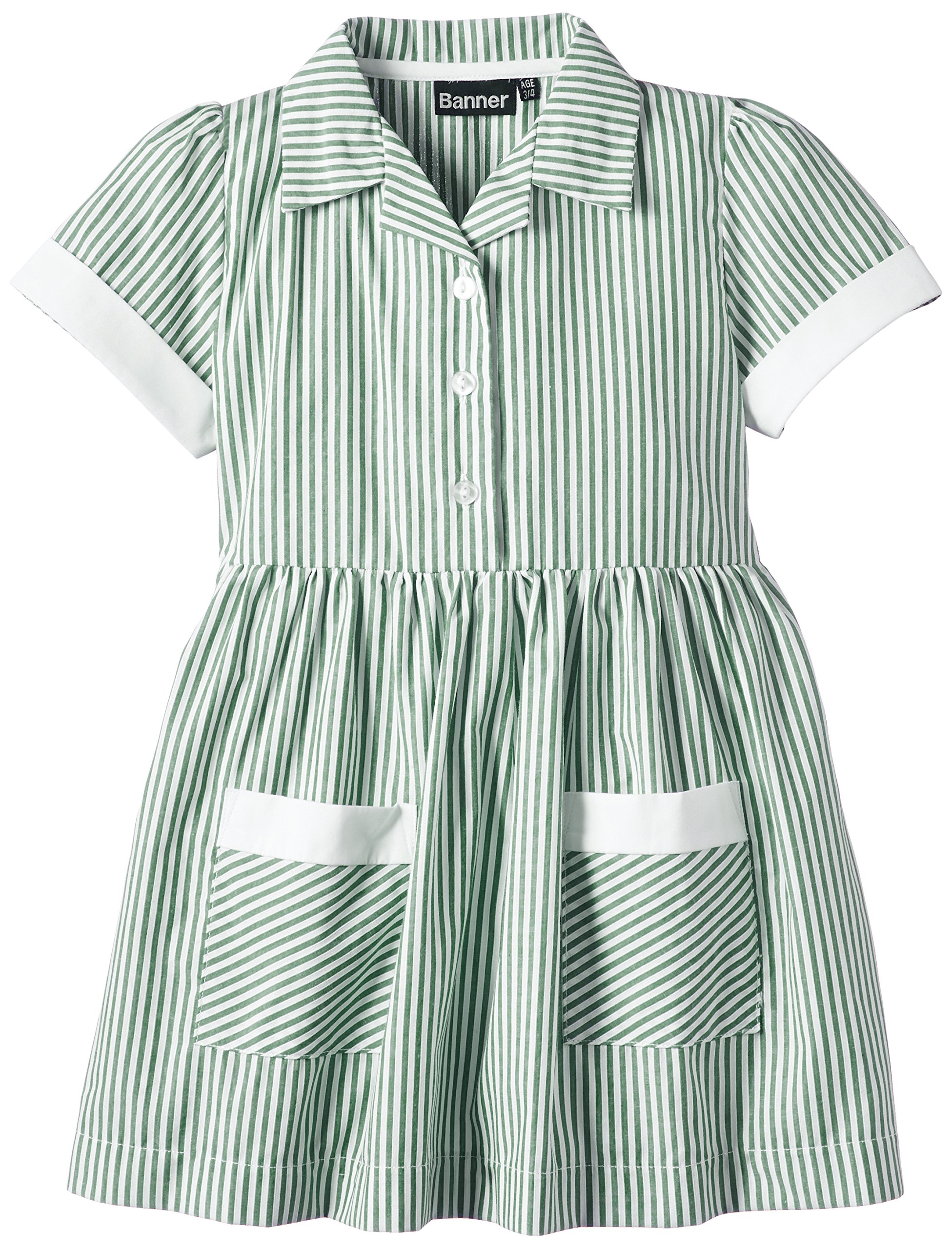 Blue Max Banner Girls Kinsale Striped Short Sleeve Dress, Green, Size 6 (Manufacturer Size:6/7)