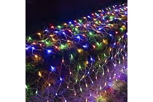Dazzle Bright Christmas 360 LED Net Lights, 12FT x 5 FT Connectable Waterproof String Lights Clear Wire with 8 Modes, Christmas Decorations for Indoor Outdoor Xmas Yard Garden Decor (Multi Colored)