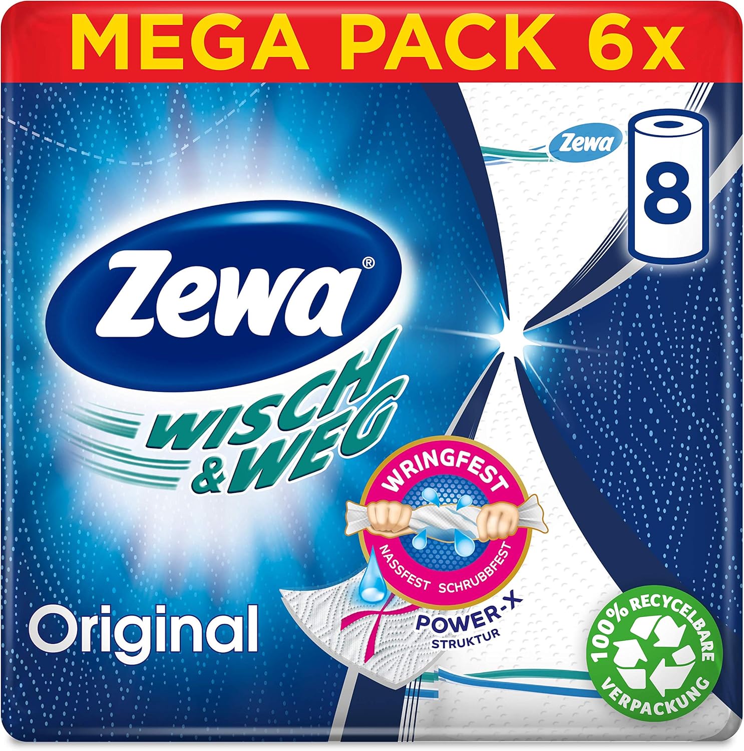 Zewa Wisch&Weg Original Küchenrolle mit Power-X-Struktur, 48 Stück