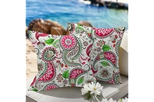 WOLKI Waterproof Outdoor Pillows 18x18 Feather and Down Filled Throw Pillow for Patio Furniture, Outside Decorative Pillow Set of 2 Flower