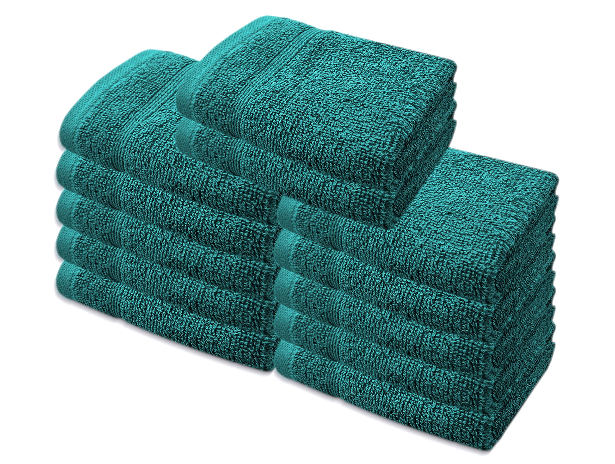 A & B TRADERS Premium Cotton Face Cloths Flannels Washcloth 12-Pack 500 GSM Ring Spun Soft Absorbent 30 x 30cm Towels (Teal)